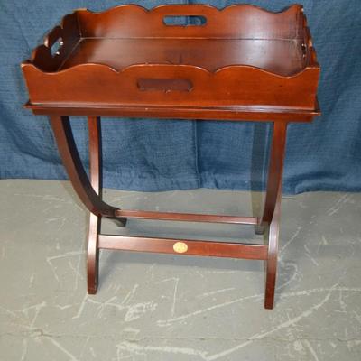 LOT 11.  WOOD BUTLER'S TRAY AND STAND