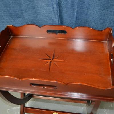 LOT 11.  WOOD BUTLER'S TRAY AND STAND
