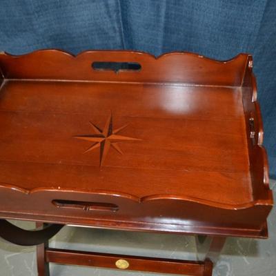 LOT 11.  WOOD BUTLER'S TRAY AND STAND