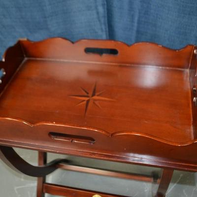 LOT 11.  WOOD BUTLER'S TRAY AND STAND