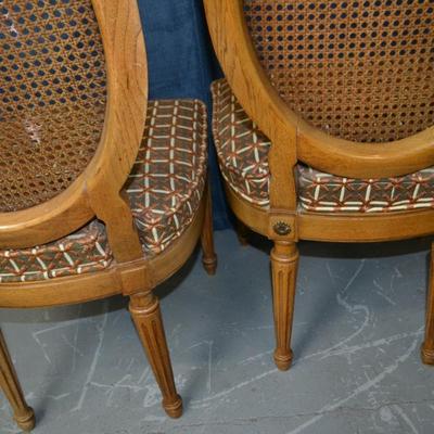 LOT 15. PAIR OF THOMASVILLE FURNITURE BELVEDERE COLLECTION ITALIAN PROVINCIAL CANE BACK DINING CHAIRS