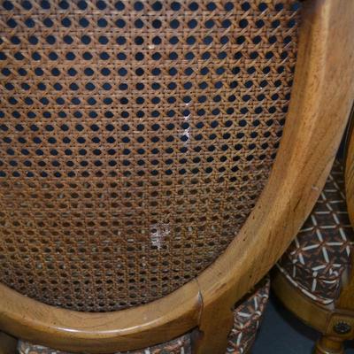 LOT 15. PAIR OF THOMASVILLE FURNITURE BELVEDERE COLLECTION ITALIAN PROVINCIAL CANE BACK DINING CHAIRS