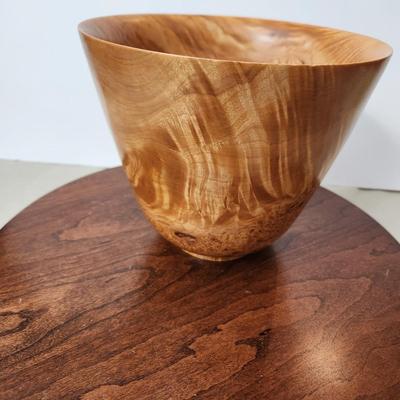 Hand carved Maple Wood bowl signed Carl Kuehn