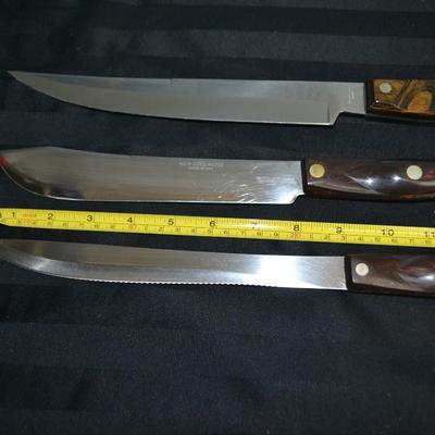 LOT 22. KITCHEN KNIVES TWO CUTCO & ONE ECKO