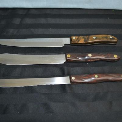 LOT 22. KITCHEN KNIVES TWO CUTCO & ONE ECKO