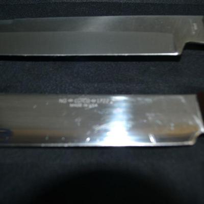 LOT 22. KITCHEN KNIVES TWO CUTCO & ONE ECKO