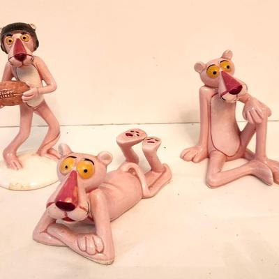 Lot #183  Lot of 3 vintage Pink Panther Figurines