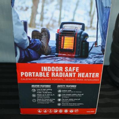 LOT 28. PORTABLE BUDDY. MR HEATER INDOOR SAFE RADIANT HEATER