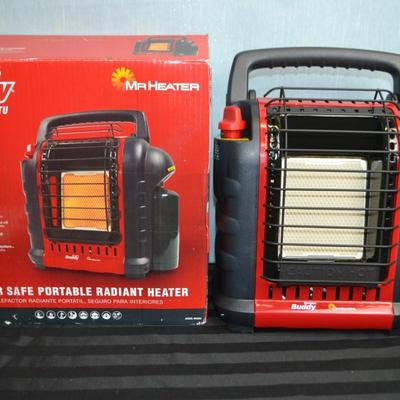 LOT 28. PORTABLE BUDDY. MR HEATER INDOOR SAFE RADIANT HEATER