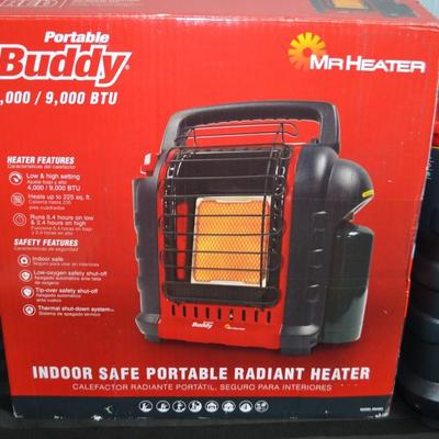 LOT 28. PORTABLE BUDDY. MR HEATER INDOOR SAFE RADIANT HEATER
