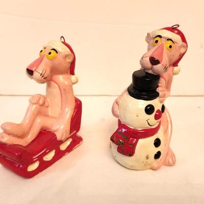 Lot #189  Lot of two Vintage Pink Panther Christmas Ornaments