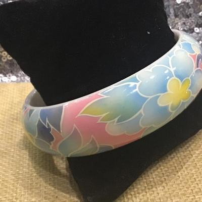 Multicolor Flowers Design Fashion Cuff Bangle Bracelet