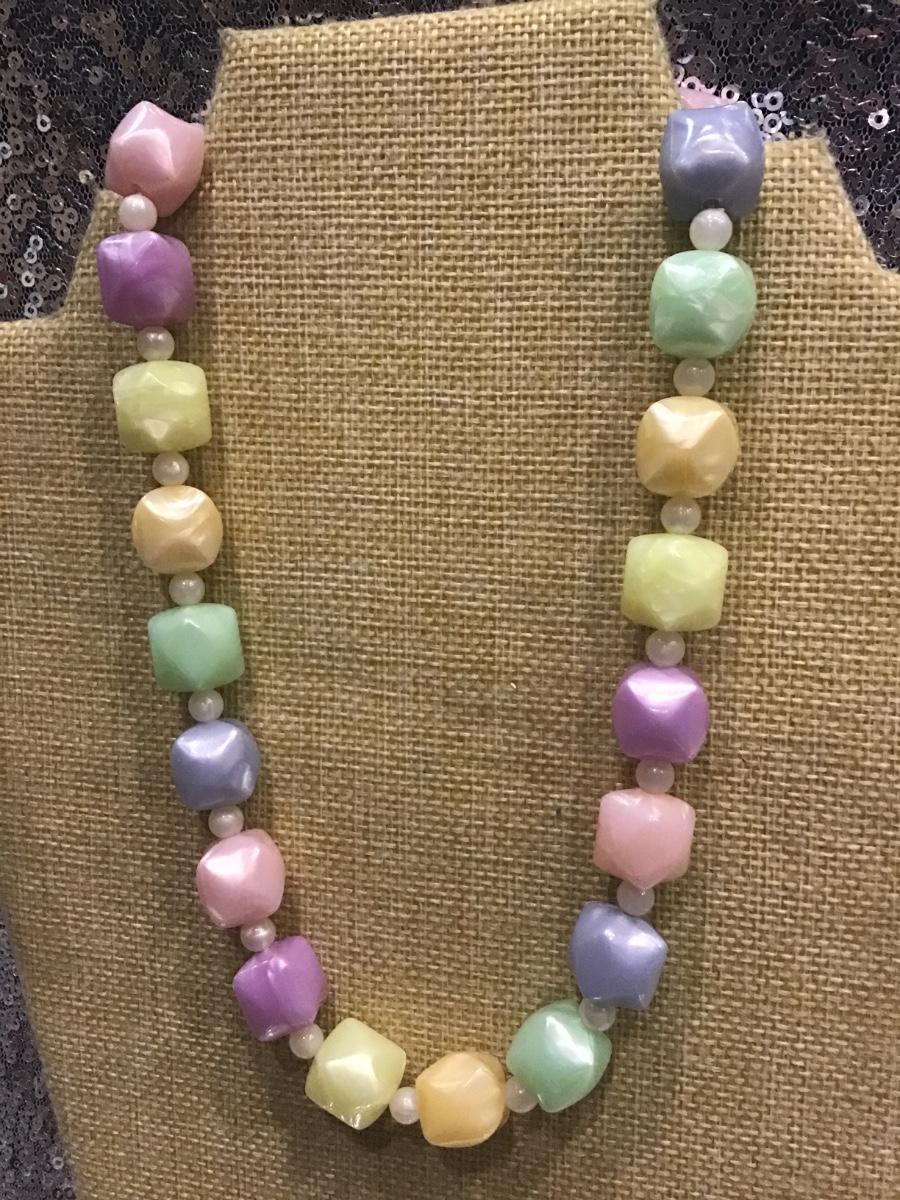 Vintage large colorful beaded necklace