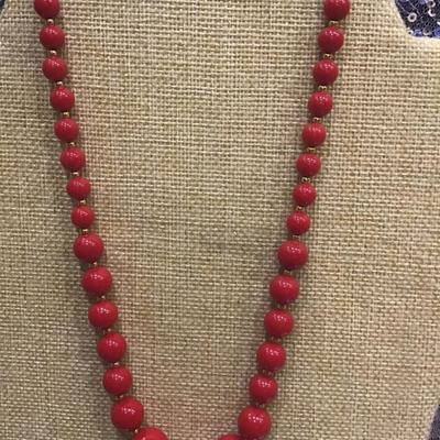Vintage Holiday Red /Gold Necklace