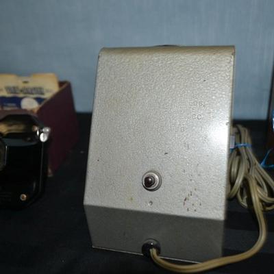 LOT 43. VINTAGE VIEW MASTER, SLIDE VIEWER AND WOOD BOX
