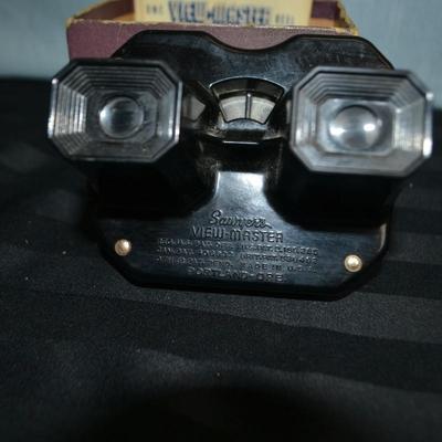 LOT 43. VINTAGE VIEW MASTER, SLIDE VIEWER AND WOOD BOX