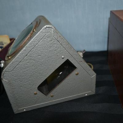LOT 43. VINTAGE VIEW MASTER, SLIDE VIEWER AND WOOD BOX