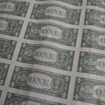 LOT 45. UNCUT SHEET OF  32 US ONE DOLLAR BILLS
