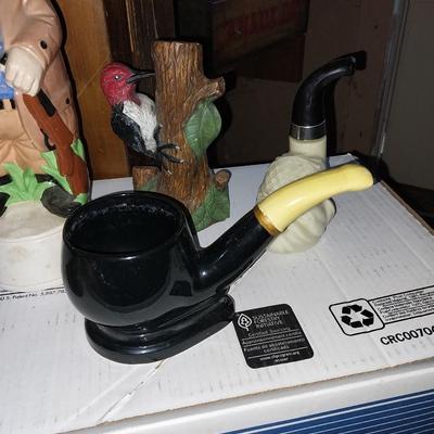 WOODEN WALKING STICK-MAN DECANTER-PIPE CUP-MORE