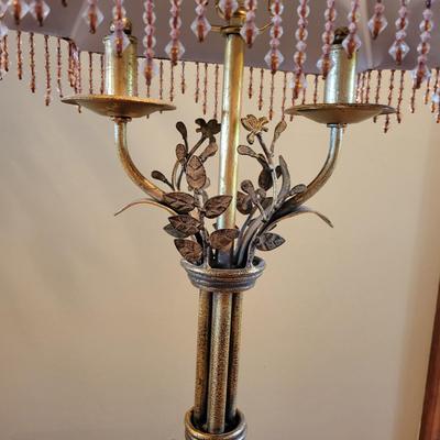 Decorative Metal Lamp with Beaded Fringe Shade (LR-DW)