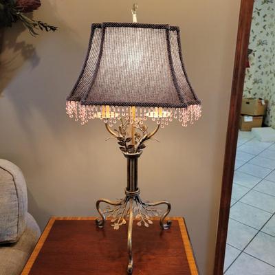 Decorative Metal Lamp with Beaded Fringe Shade (LR-DW)