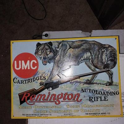 REMINGTON TIN SIGN-MACHETTI-FISHING KNIFE
