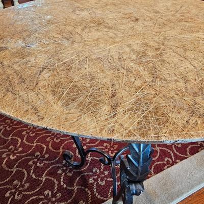 Round Marble Like Table w/Cast Iron Base.  (LR-JS)