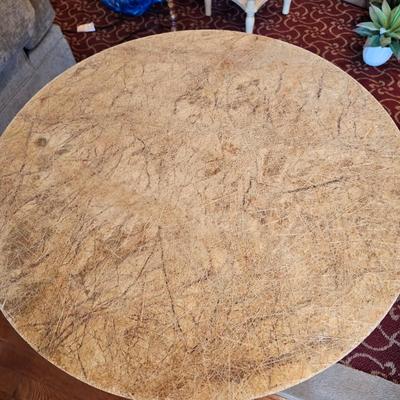 Round Marble Like Table w/Cast Iron Base.  (LR-JS)