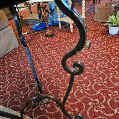 Round Marble Like Table w/Cast Iron Base.  (LR-JS)