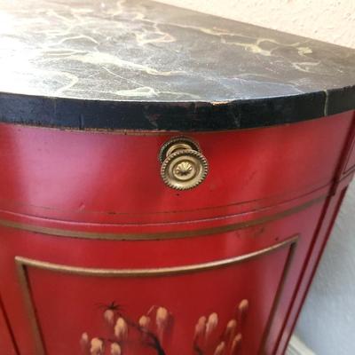 Lot #208 Contemporary Asian Style Cabinet - all wood/faux marbe