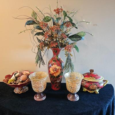 Tabletop Vases & Decor, incl Glass Mosaic Candleholders (LR-JS)