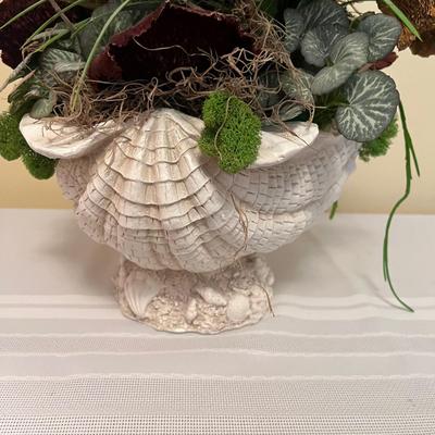 Faux Plant with Shell Planter & Coral Home Decor (BR1-MG)