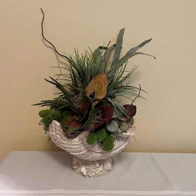 Faux Plant with Shell Planter & Coral Home Decor (BR1-MG)