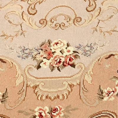 Hand Made Floral Needlepoint Rug ~ 100% Wool Embroidery