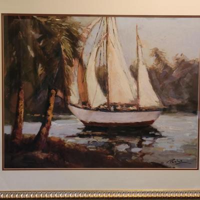 Framed "Bermuda Bay" by Enrique Bolo (LR-DW)