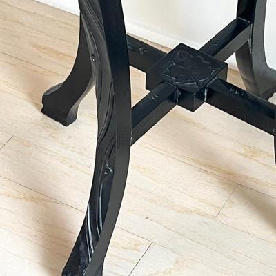 Hand Carved Ebony Wood Plant Stand With Marble Top