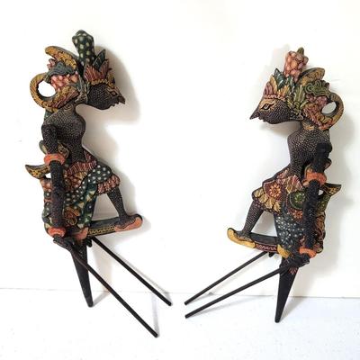 Lot #209  Pair of Traditional Indonesian Wayang Klitik Rama & Sinta puppets