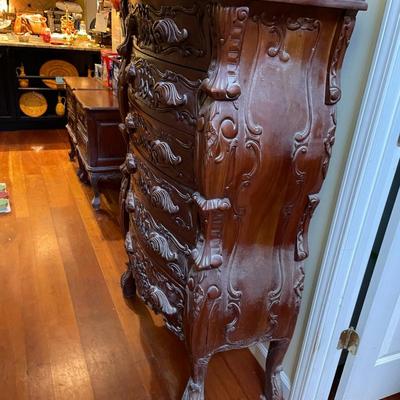 Heavily Carved Upright Dresser Unknown Maker