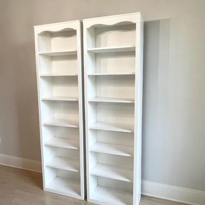 Pair (2) ~ Solid Wood White Book Shelves