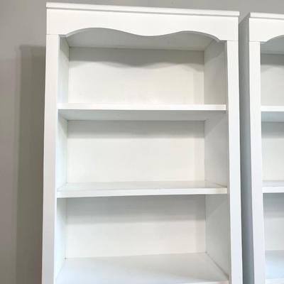 Pair (2) ~ Solid Wood White Book Shelves