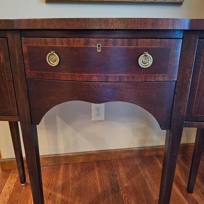 Dark Wood Sideboard with Brass Pulls (DR-JS)