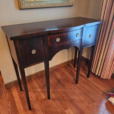 Dark Wood Sideboard with Brass Pulls (DR-JS)
