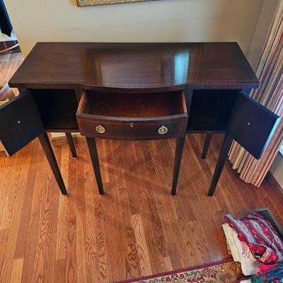 Dark Wood Sideboard with Brass Pulls (DR-JS)