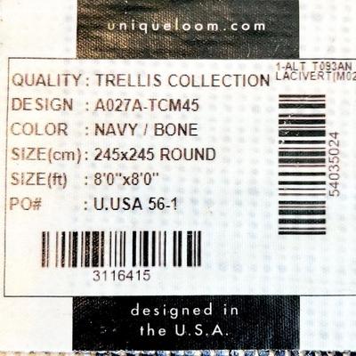 UNIQUE LOOM ~ Trellis Collection ~ Navy/Bone 8ft. Round