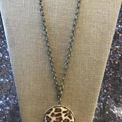 Leopard Fuzzy Medallion Necklace