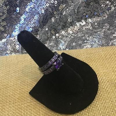 Purple 2 Pcs/set Black   Purple Ring