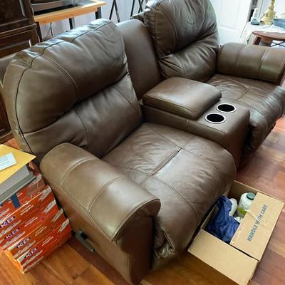Brown Leather Twin Recliner