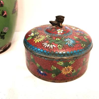 Lot #215  Lot of 2 pieces Chinese Style Cloisonne