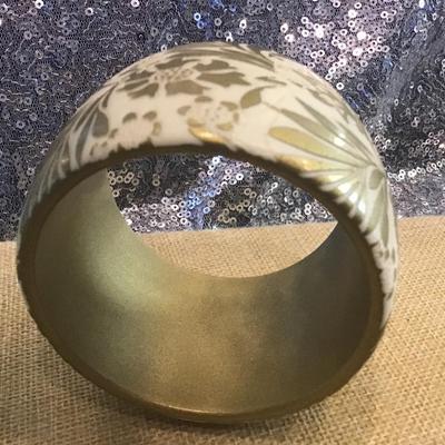 Unique Cuff Bracelet Etched Carved