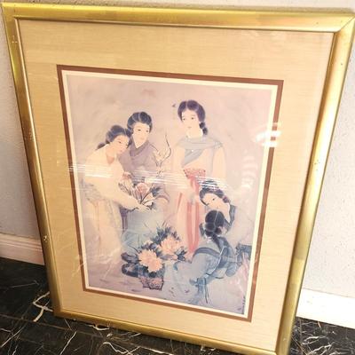 Lot #216  Contemporary Decorative Framed Print - Group Chinese Ladies